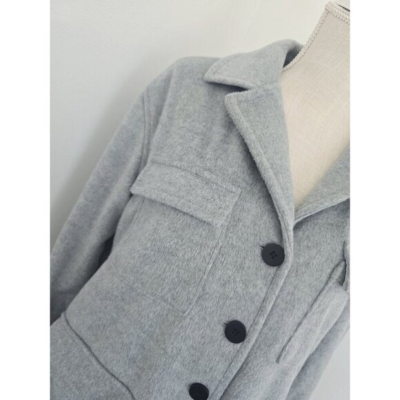 Sanctuary Fisher Grey Faux Fur Oversize Relaxed Cargo Car Coat Jacket Shacket M - Picture 3 of 11